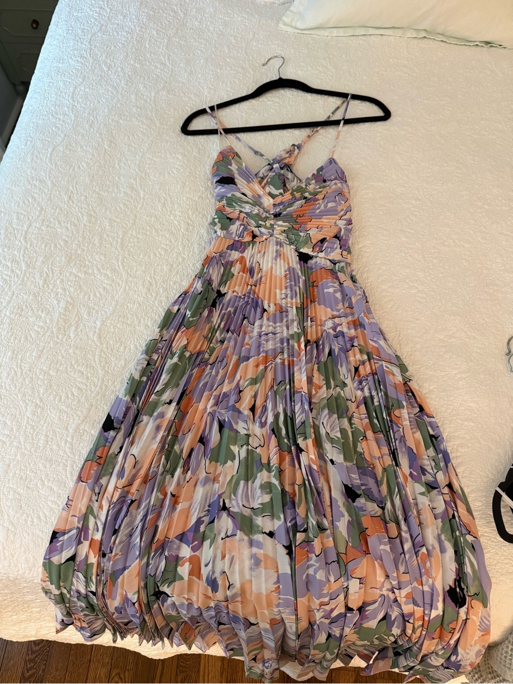 Astr Lavender and Peach Floral Pleated Maxi Dress